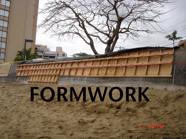 Forming up the Repair to Kahana Beach Seawall
