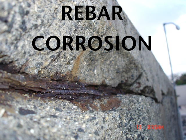 Close up of corrosion to structural steel rebar